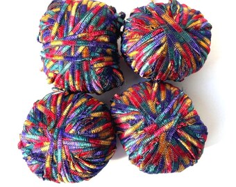 Yarn multicolored thread art yarn set of 4 yarns for knitting crochet vintage yarn by The Sausage Crafts