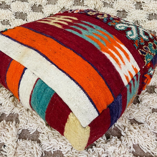 Kilim pattern floor cushion cover moroccan persian tribal  bohemian kilim rug pouf bean cushion floor  pillow