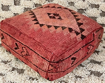 Moroccan floor cushion, moroccan kilim pouf vintage bujaad pouf , square kilim pouf