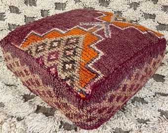 Square Moroccan Floor cushion Cover, Outdoor Furniture Pouf, Vintage Moroccan Ottoman, Outdoor Chair Pouf, Yoga Meditation Poof, Kilim Poufs