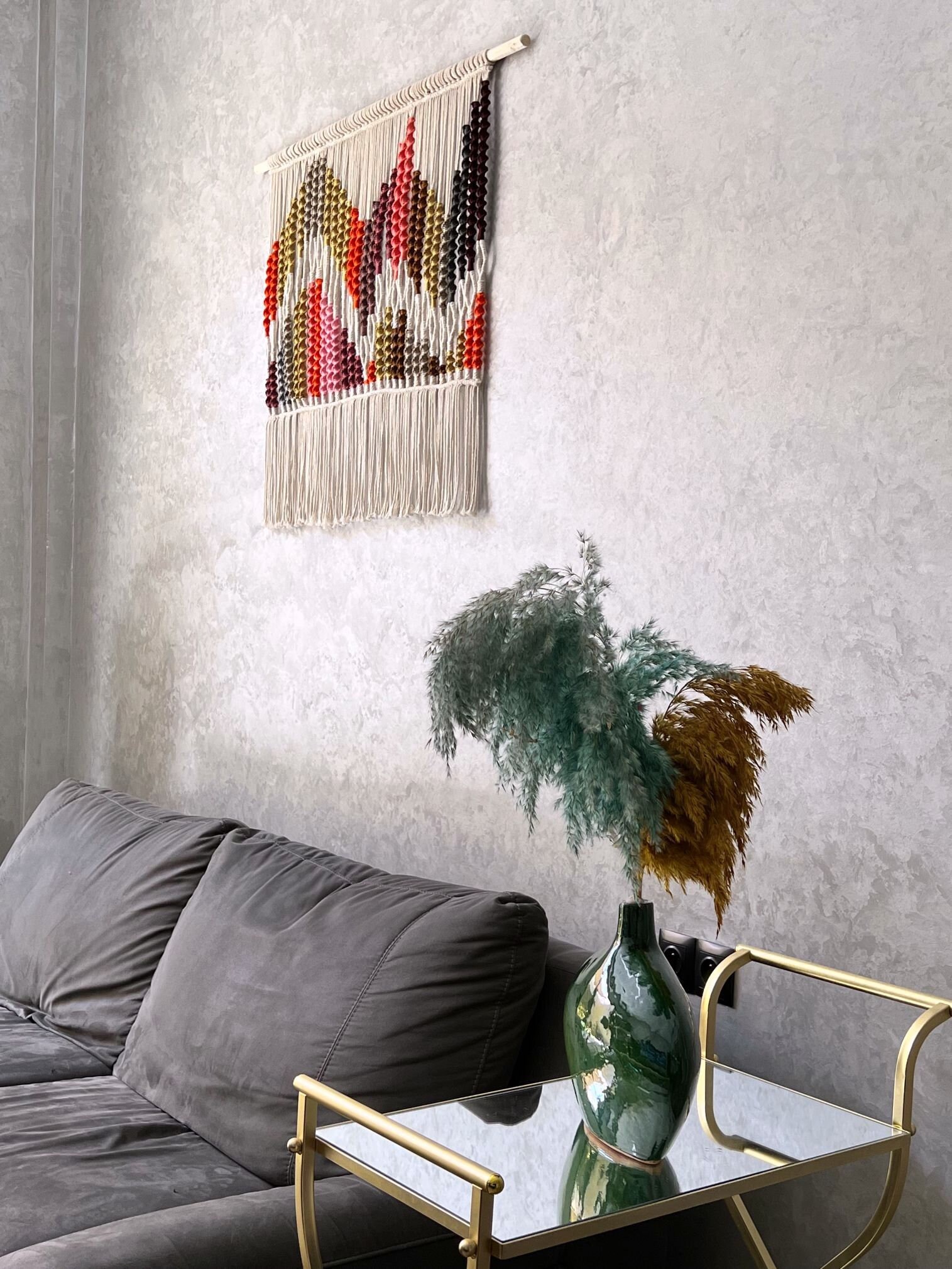 Boho Yarn Wall Decor Macrame Wall Hanging Fiber Art Living - Etsy