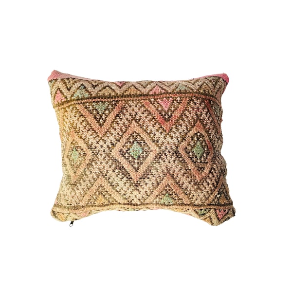 Wool Kilim Pillow Case, Berber Floor Cushion,  Outdoor Pillows, Moroccan pillow, Decorative pillow for Boho decor, kilim pillow