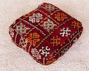 Moroccan Kilim Pouf, Floor Cushion, Vintage Moroccan Bujaad cushion, Outdoor Chair Pouf, Yoga Meditation Poof, Outdoor Furniture Pouf