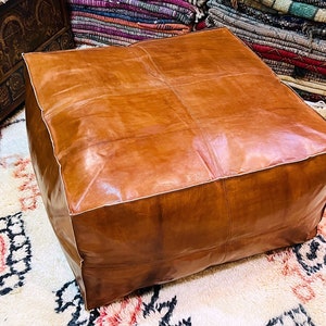 Ottoman pouf vintage coffee table tray, leather ottoman, pouf ottoman, unique home decor, ottoman footstool, foot stool, pouf ottoman cover