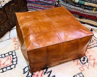 Ottoman pouf vintage coffee table tray, leather ottoman, pouf ottoman, unique home decor, ottoman footstool, foot stool, pouf ottoman cover