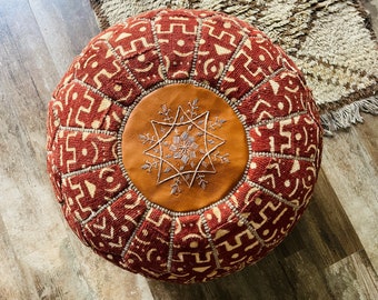 Pouf marocain en cuir unique, pouf ottoman marocain, pouf marocain coloré, vintage marocain, pouf