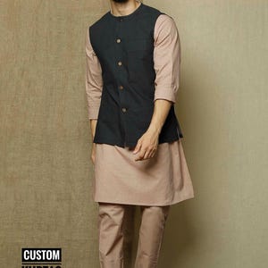 Men&#39;s Black Nehru Jacket: Indian Designer Vest