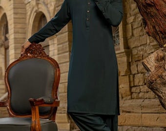 Salwar Kameez Shalwar in cotone da uomo: Salwar Kameez pakistano slim fit