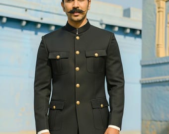 Men Jodhpuri Bandhgala Black - Trendy Expensive Bandhgala Jacket