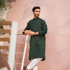 Dark Green Kurta - Mens Kurta Pajama | Pakistani & Indian Men&#39;s Tunics | Latest Design Diwali Kurta Set | Men Clothing | Men Stylish Kurtas