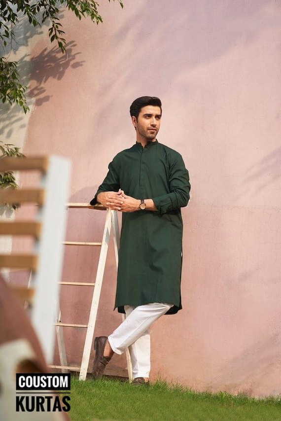 SKAVIJ Tunique Kurta Pyjama Coton Homme - Ensemble Indien Yoga Casual