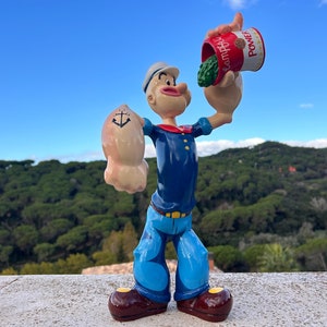 Spektakuläre Popeye-Figur, sehr farbenfroh und aus Fiberglas. Ideal zur Dekoration.