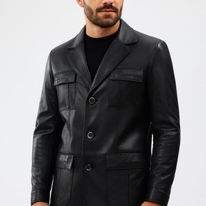 Men’s Genuine Leather Blazer | Real Leather Suit Jacket | Handmade Classic Leather Blazer Coat | Timeless Vintage Leatherwear