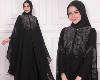 Abaya Maxi Dress for Muslim Woman | Premium Chiffon Material | Dubai Style | Eid Gift | Ramadan Gift | Arabic Dress | Muslim Dress
