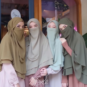 Instan Hijab / Instan Hijab met Niqab / Instan Khimar / Instan Hijab voor moslimvrouwen, Niqab-sluier / Lange hijab / Hijab voor moslimvrouwen