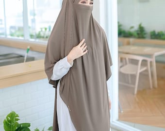 Jersey Spandex Instan Hijab with Niqab: Muslim Women's Khimar