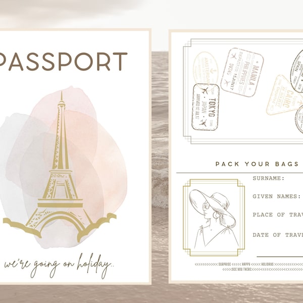 Passport Template Download | Printable, PDF, Vacation, Trip, Surprise, Holiday, Invite, Invitation