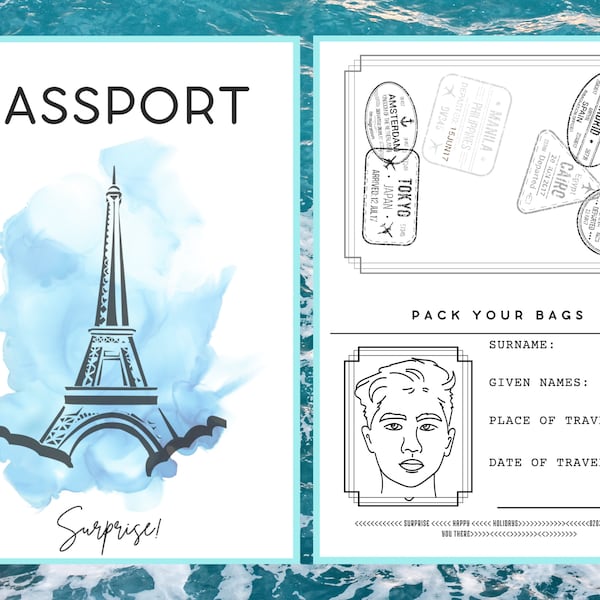 Passport Template Download | Printable, PDF, Vacation, Trip, Surprise, Holiday, Invite, Surprise, Boyfriend