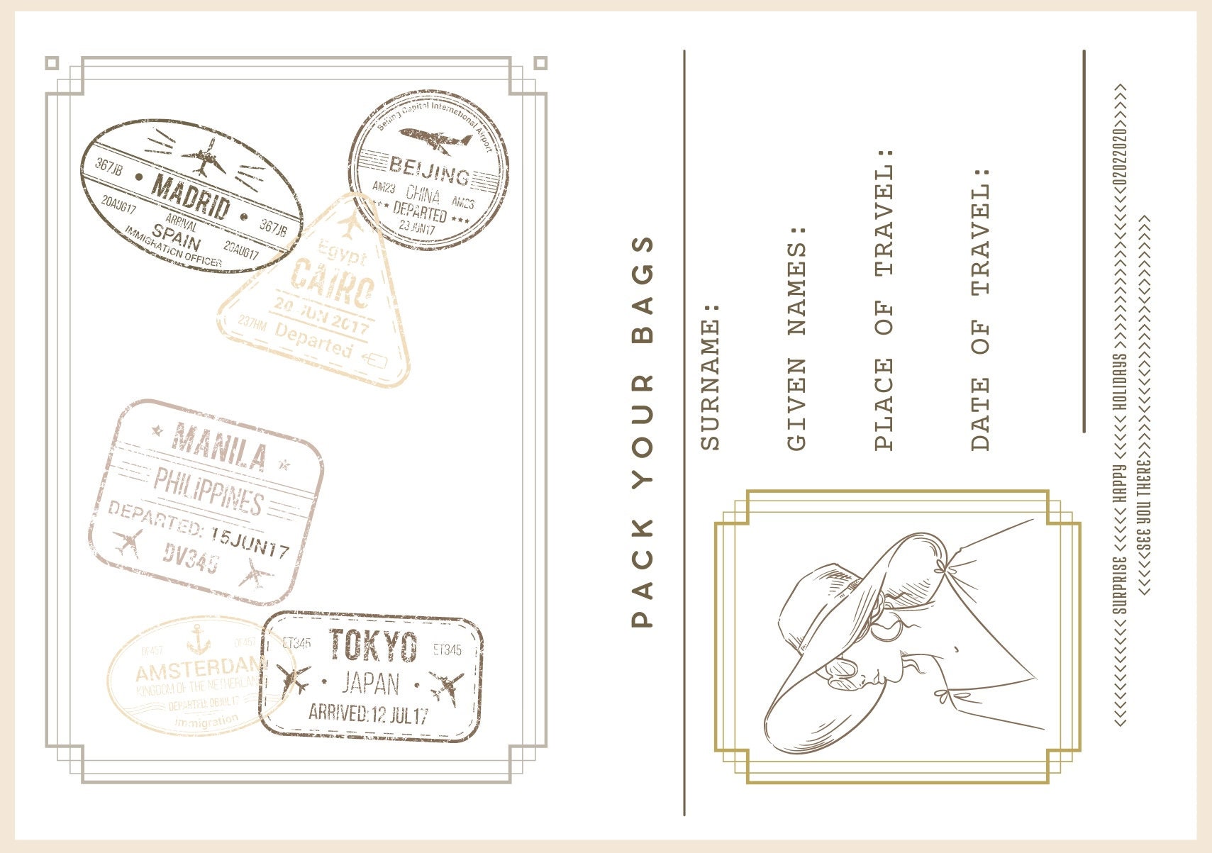 Passport Template Download | Printable, PDF, Vacation, Trip, Surprise, Holiday, Invite, Invitation - Etsy for Editable Free Printable Passport Template