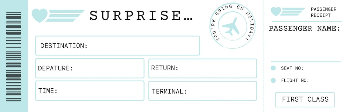 Boarding Pass Template | Printable, PDF, Vacation, Trip, Surprise, Holiday, Fake Plane Ticket - Etsy