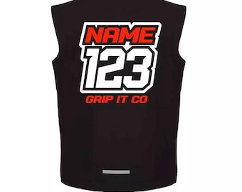 Custom Name Number Racing Inspired | Custom Racing Gilet | Soft-Shell Body Warmer, Motocross, MTB, BMX Children's Adults Vest Youth