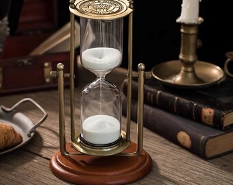 iDEEMobel - Passing of Times Vintage Metal & Wood Hourglass Home Decoration Timer Timer Handmade