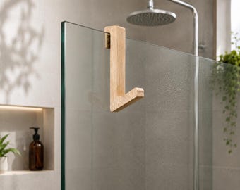 Wooden towel hook for shower wall – towel holder without drilling – bathroom towel hook – towel holder for shower cubicle – bathroom organizer