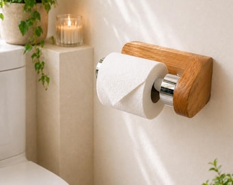 Toilettenpapierhalter Holz Eiche | Klopapierhalter Wandmontage | Minimalistisches Bad Zubehör | Toilettenrollenhalter Modern Made in Germany