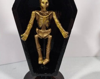 OOAK Skeleton Coffin Candle Holder.