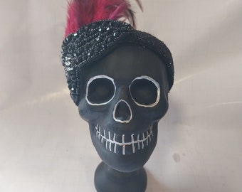 Creepy show girl skull Head Horror Decor OOAK