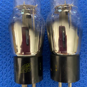 Matched Pair Sylvania 45 #45 Vacuum Tubes Valves Black Plates