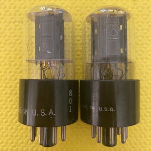 Matched Pair RCA 6SN7 6SN7GT Black Plate Vacuum Tubes Valves Copper Support Rods