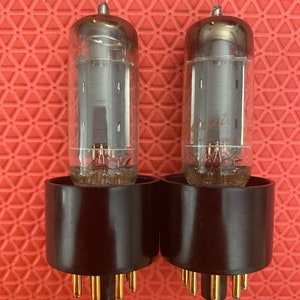Matched Pair General Electric GE 6CG7 6FQ7 Vacuum Tubes Valves With Adapters For 6SN7 Operation NOS-Testing Plug And Play