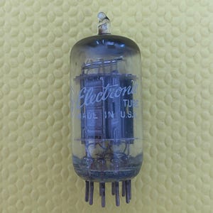 General Electric GE Nickel / Pewter Plate 12AU7 ECC82 Vacuum Tube Valve Slant Goal Post 2 Dot Foil