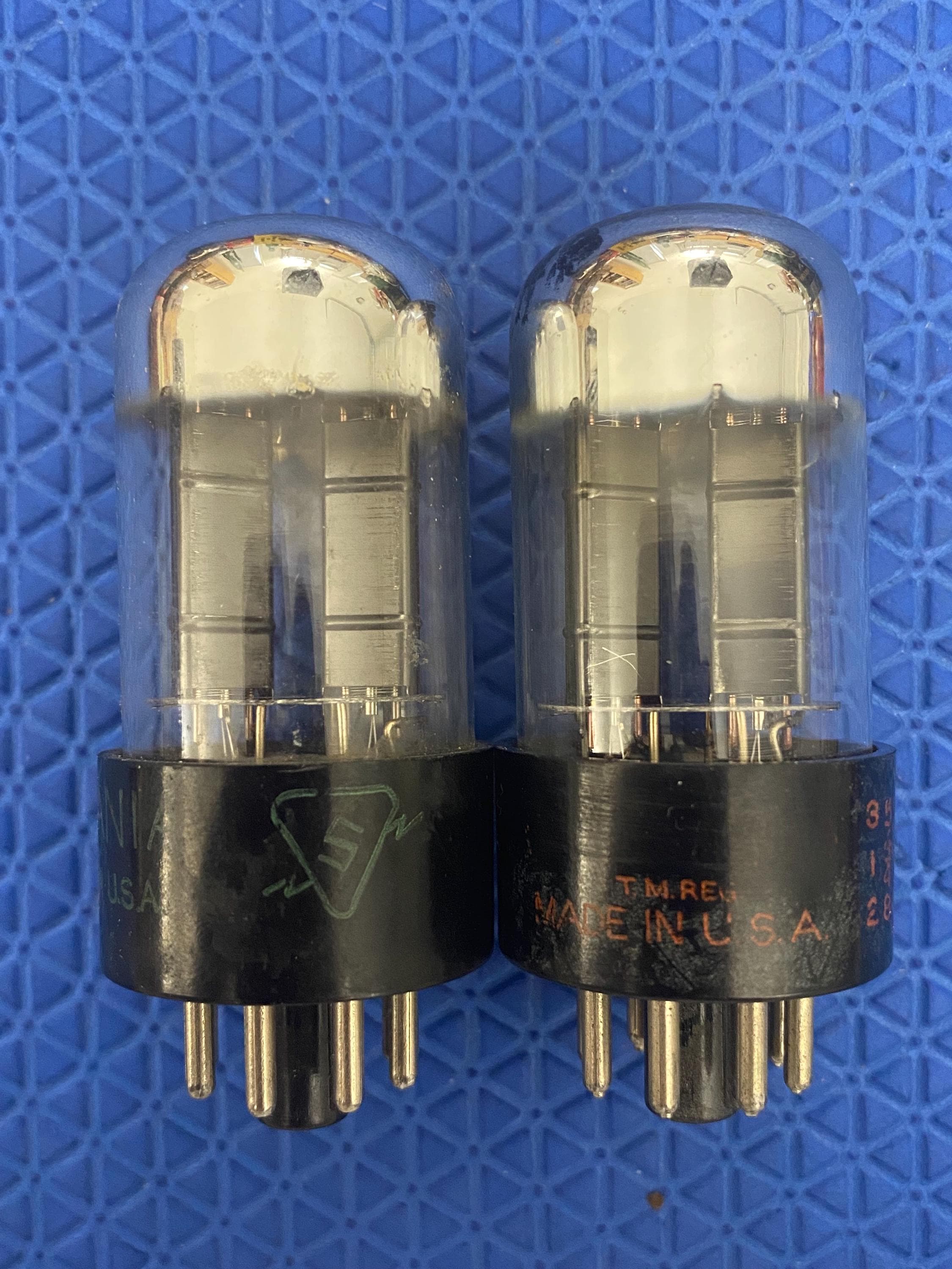 Matched Pair Sylvania 6SN7 6SN7GTA Vacuum Tubes Black Wing Plate