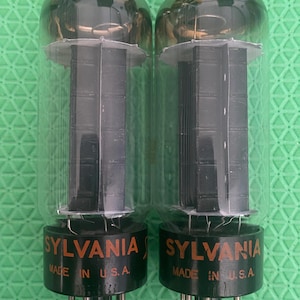 Matched Pair Sylvania 5U4 5U4GB Vacuum Tubes Rectifiers Black Plate NOS-Testing