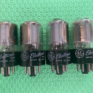 Matched Quad General Electric GE 6SN7 6SN7GTA Vacuum Tubes Copper Support Rods