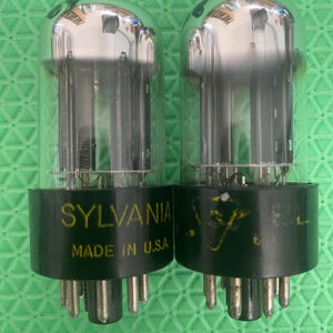 Matched Pair Sylvania 6SN7 6SN7GTB Vacuum Tubes Black Wing Plate