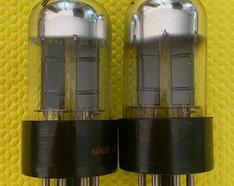 Matched Pair Sylvania 6SN7 6SN7GTB Vacuum Tubes Valves Black Wing