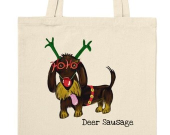 Deer Sausage - Classic 100% Cotton Tote Bag, 10 litres, Eco Reusable Bag