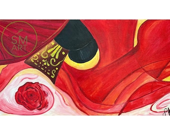 Flamenco - acrylic surrealist painting of a flamenco dancer - 60 x 30 cm