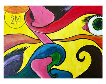 Soul-mates - acrylic surrealist painting - 30 x 40 cm