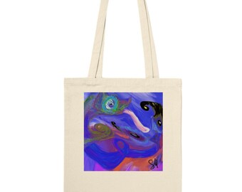 Chameleon Hunt (Purple) - Classic 100% Cotton Tote Bag, 10 litres, Eco Reusable Bag