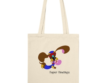 Super Sausage - Classic 100% Cotton Tote Bag, 10 litres, Eco Reusable Bag