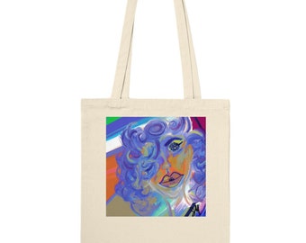 Lady in Blue - Classic 100% Cotton Tote Bag, 10 litres, Eco Reusable Bag