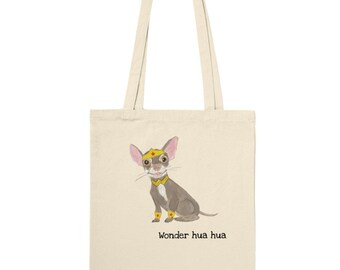 Wonder hua hua - Classic 100% Cotton Tote Bag, 10 litres, Eco Reusable Bag
