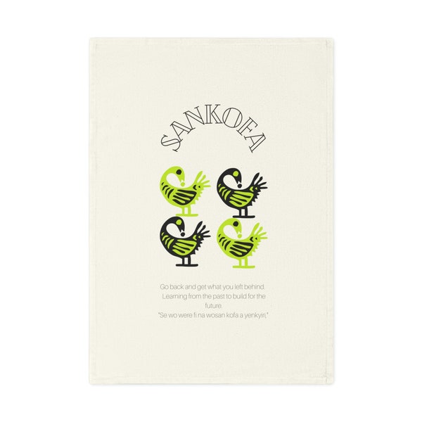 Adinkra Sankofa Symbol Print Organic Cotton Tea Towel