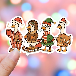 Christmas Goose Sticker, Silly Goose Stickers, Funny Meme Decal, Cute Animal Sticker, Phone Case Sticker, Water Bottle Decal, Laptop Sticker