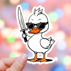 Duck Sticker, Funny Sticker, Laptop Sticker, Ducks, Dont Duck With Me, Crazy Duck, Duck with a Knife, Sticker, Animal Sticker,