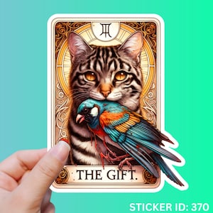 The Gift Sticker Cat Sticker Cat Fantasy Card Tarot Card Fortune Teller Cat Sticker Flower Sticker Laptop Sticker Fantasy Sticker